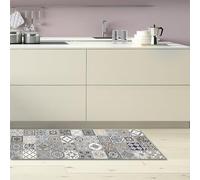 CREARREDA Azulejos Vintage Kitchen Runner Rug 50 x 180 cm Insulating, Fire Retardant, Scratch-Resistant, Hypoallergenic, Easy to Wash Vinyl Rug Made in Italy