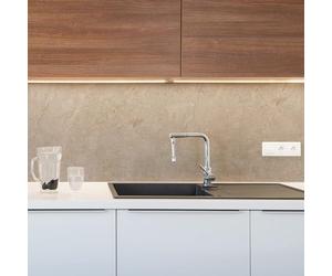 CREARREDA Kitchen Sign, Kitchen Sign, Easy to Apply, Travertine Stone Design, 260 x 60 cm, 100% Made in Italy, PVC, Fireproof and Water Resistant, for Sinks