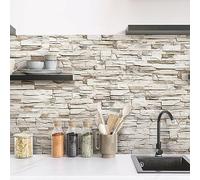 CREARREDA Kitchen Sign, Splashproof, Easy to Apply, Beige Stones Design, 190 x 60 cm, 100% Made in Italy, PVC, Fireproof and Water Resistant, for Sinks