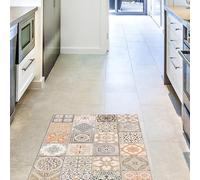 CREARREDA Persian Tiles Kitchen Runner Rug 50 x 120 cm Insulating, Fire Retardant, Scratch-Resistant, Hypoallergenic, Easy to Wash Vinyl Rug Made in Italy