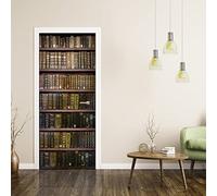 CREARREDA Premium PVC Door Stickers, Vintage Bookcase Door Cover, Easy Bubble-Free Application, Interior Door Covers 83 x 210 Removable, 20172