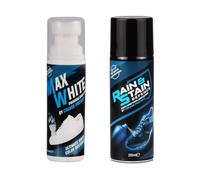 Crease Protect White Shoe Restoration & Protection Bundle - Max White Shoe Whitener & Rain and Stain Defence Spray for Trainers, Sneakers & Shoes (Max White Shoe Whitener + Rain & Stain Defence)
