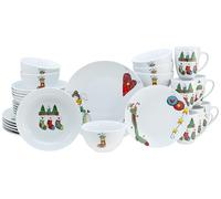 CreaTable, 21846, Serie Luna Socken, 30-Pieces Geschirrset für 6 Personen, Kombiservice aus Porzellan, spülmaschinen- und mikrowellengeeignet, Qualitätsproduktion