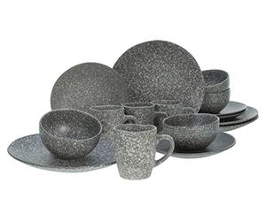 CreaTable, 23770 Granit Series, 16-Piece Crockery Set for 4 People, Stoneware Crockery Set, Dishwasher and Microwave Safe, Quality Production