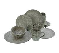 CreaTable, 23770 Granit Series 16-Piece Crockery Set, Stoneware Crockery Set, Dishwasher and Microwave Safe, Quality Production