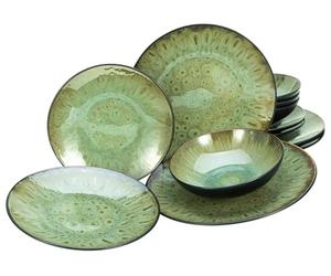 CreaTable, 23960 Jawa Series, 12-Piece Tableware Set, Stoneware Plate Set, Dishwasher and Microwave Safe, Quality Production