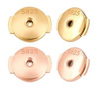 CREATCABIN 1 Box 2 Pairs Locking Earring Backs for Studs Secure 925 Sterling Silver Ear Nuts Hypoallergenic Replacements Backings Safely for Pierced Earrings, (Golden & Rose Gold)