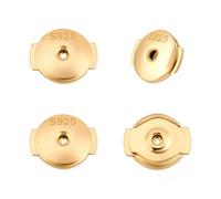 CREATCABIN 1 Box 2 Pairs Locking Earring Backs for Studs Secure Golden 925 Sterling Silver Ear Nuts Hypoallergenic Replacements Backings Safely for Pierced Earrings