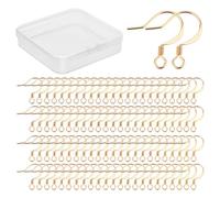 CREATCABIN 1 Box 200pcs Real 18K Gold Plated Brass Earring Hooks Golden Ear Fishhook Wires Earring Backs for Jewelry Making DIY Earrings Findings Craft
