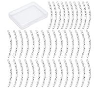 CREATCABIN 1 Box 40Pcs Curved Tube Beads 925 Sterling Silver Plated Brass Sleek Noodle Bead Long Large Hole Spacer Connectors Bulk for DIY Jewelry Making Bracelets Necklaces Findings