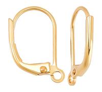 CREATCABIN 1 Box 50pcs Leverback Earring Findings 18K Gold Plated Ear Wire Lever Back Clip Earring Connector With Closed Ring for DIY Jewelry Making 10x15.5x1.5mm