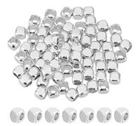 CREATCABIN 1 Box 50Pcs Silver Cube Beads Square Spacer Beads Bulk 3x3x3mm 925 Sterling Silver Plated Brass Smooth Loose Charms for Bracelet Necklace Earrings Keychains Jewelry Making Crafts Gifts