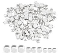 CREATCABIN 1 Box 90Pcs 3 Sizes Silver Cube Beads Metal Square Spacer Beads Bulk 2.5mm 3mm 4mm 925 Sterling Silver Plated Brass Smooth Loose Charms for Bracelet Necklace Earrings Jewelry Making Crafts