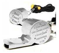 CREATCABIN 1 Box Metal Coach Whistle with Lanyard Stainless Steel Whistles Bulk Best Coach Ever Loud Crisp Sound Teacher Referee Gear for Officials PE Class Teacher Coaches Polices 1.8x0.7x0.9 inch