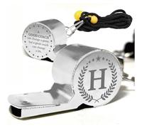 CREATCABIN 1 Box Silver Whistle Stainless Steel Whistles Bulk Metal Sports Coaches Letter H Loud Clear Sound Referee Gear with Lanyard for Officials Football Training Outdoor 1.8" x 0.7" x 0.9"