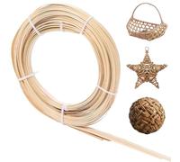 CREATCABIN 10 Rolls Natural Bamboos Strips for Weaving Flat Cane 0.16in x 10ft Wicker Repair Kit 0.5mm Thick Thin Rattan Webbing Materials Strips for Basket Weaving Supplies DIY Crafts Furniture