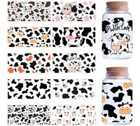 CREATCABIN 10 Sheets Cow Print Transfer Stickers for Glass Cups Rub on Transfers Decal UV DTF Cup Wrap Transfer PVC Waterproof Pink Cow Stickers Decals Bulk for DIY Furniture Crafts 9.44x4.33Inch
