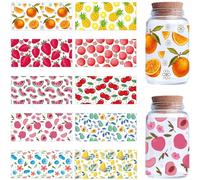 CREATCABIN 10 Sheets Fruit Transfer Stickers for Glass Cups - Rub On Transfers Decal UV DTF Cup Wrap PVC Waterproof Strawberry Avocado Watermelon Stickers Decals for DIY Crafts 9.44x4.33Inch