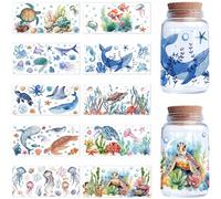 CREATCABIN 10 Sheets Ocean Stickers for Glass Cups - Rub On Transfers, Decals, UV DTF Cup Wrap, PVC Waterproof Sea Animals - Bulk for DIY Furniture Crafts - 9.44x4.33Inch