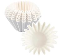 CREATCABIN 100 Pack Basket Coffee Filters Flat Bottom Paper Filter Cup Flowers for Drip Coffee Makers White Espresso Strainers Paper Brew Basket For 1-4 Cups Home Office Use 4.5 x 1.77 Inch