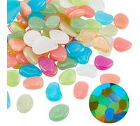 CREATCABIN 100 Pcs Colorful Glow In The Dark Pebbles Glow Pebbles For Fish Tank Pebble For Fish Tank Glow Decor for Garden Fish Tank Aquarium Walkway Driveway Plant Pots Bonsai Yard Garden Walkway