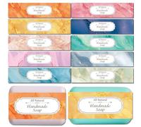 CREATCABIN 100 Pcs Soap Wrapping Paper Tape 10 Styles Soap Wrapper Marble Vertical Soap Sleeves Covers with Tectorial Membrane Packaging Supplies for Handmade Soap Bar Shop Family 1.9x8.2 Inch