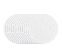 CREATCABIN 100Pcs 8 Inch Parchment Paper Steamer Liner Food Steamer Paper Flat Round Air Fryer Bamboo Dumpling Small Perforated Sum Buns Mat Liners Pads for Home Kitchen Restaurant Food Cooking
