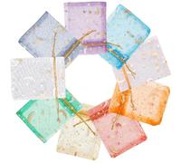 CREATCABIN 100Pcs 9 Colors Drawstring Gift Bags Moon Star Organza Bags Stamping Printed Storage Bags Candy Jewelry Gift Bags for Wedding Party Chrismas Festival Drawstring Small Goody Bags 3.2x2.56in