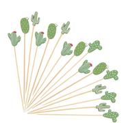 CREATCABIN 100Pcs Cactus Bamboo Cocktail Picks Bamboo Skewers Fruit Toothpicks Drink Garnish Sticks for Appetizers Handmade Food for Party Snacks Sandwiches Drinks Decoration Beach Vacation 5.27 Inch