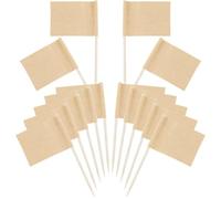 CREATCABIN 100Pcs Cheese Markers Blank Toothpick Flags Paper Food Signs Cheese Buffet Labels Appetizer Tags Cupcake Toppers Picks for Charcuterie Board Party Birthday Wedding 2.6x1.4 Inch Tan