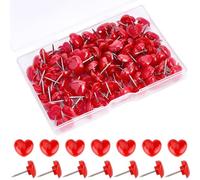 CREATCABIN 100pcs Decorative Push Pins Red Heart Plastic Push Pins Thumb Tacks Cute Push Pins Valentines Decor for Notice Board Cork Board Photo Wall Picture Maps Posters Note 0.43x0.49x0.67in