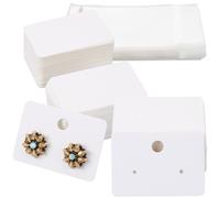 CREATCABIN 100Pcs Earring Cards Holder Earring Display Cards Set Kraft Paper Blank Hanging Earring Tags with Holes 100Pcs Self-Seal Bags Earring Cardboard Packaging for Jewelry Display White 2x1.4Inch