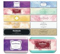 CREATCABIN 100Pcs Handmade Kraft Paper Soap Labels & Tags - Rectangle & Vertical Marble Designs for Soap Bars & Bath Gifts - 8.3x1.9in