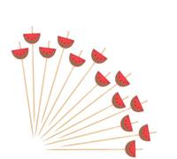 CREATCABIN 100Pcs Watermelon Bamboo Skewers Cocktail Picks Fruit Toothpicks Drink Garnish Sticks for Appetizers Handmade Food for Party Beach Vacation Snacks Sandwiches Decoration Berger 4.65 Inch