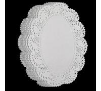 CREATCABIN 100pcs White Oval Paper Doilies Paper Doilies for Food Greaseproof Lace Paper Placemats Disposable Tableware Decoration for Dessert Trays Fried Food Kitchen Baking Tableware10.04×7.48 In
