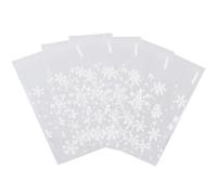 CREATCABIN 100Pcs White Snowflake Cellophane Bags Clear Cookie Bags Self Sealing Individual Treat Bags Plastic Sleeves Wrappers Resealable Candy Bag for Display Cards Photos Prints Jewelry 3x4Inch