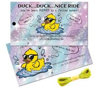 CREATCABIN 100Pcs You've Been Ducked by a Fellow Owner Duck Duck Tags Ducking Cards Cruising Rubber Duck Tag with Round Hole and Twine Double Sided Cruise Card for Rubber Duck Party Favor 3.5x2 Inch