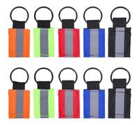 CREATCABIN 10Pcs 5 Colors Reflective Zipper Pull Reflective Keychain Bulk with Iron Ring Rectangle Polyester Colorful Safety Pendants Strap Tags for Backpack Dog Collar Luggage Cycling Walking Running