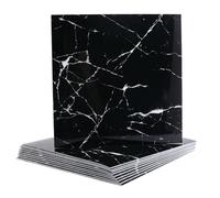 CREATCABIN 10Pcs Black Marble Peel and Stick Tile Backsplash Waterproof PVC Self Adhesive Wall Panels Square 11.8"x11.8" Washroom Shower Tiles for Kitchen Bathroom Laundry Room TV Wall Backdrops