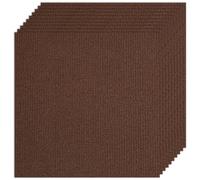 CREATCABIN 10Pcs Carpet Tiles Peel and Stick 12" x 12" Square Carpet Floor Tile Non-Slip Soft Padded Carpet Tiles Self Adhesion Floor Mat for DIY Flooring Home Pets Living Room Bedroom Coconut Brown