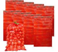 CREATCABIN 10Pcs Mesh Onion Bags Mesh Storage Produce Bags Reusable Red Plastic Bags with Drawstring Large Breathable Vegetable Net Bags for Onions Potatoes Citrus Crawfish Firewood 19.88x30.7 Inch