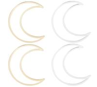 CREATCABIN 10Pcs Moon Linking Rings 18K Gold Plated Brass Earrings Beading Hoop Frames Charms Links Connectors for DIY Dangle Earring Necklaces Bracelets Jewelry Making 1.57 x 1.9Inch(Gold & Silver)