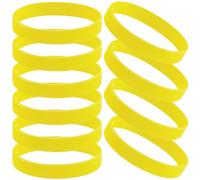 CREATCABIN 10Pcs Wrists Adult Wrist Bracelets Safety Colored Stretch Sports Bracelet Elastic for Event Party Vocal Concert Competition Women Men 6.1 x 6.1cm Yellow