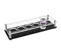 CREATCABIN 12 Shot Glass Holder Shot Glasses Tray Clear Black Acrylic Large Aperture 1.5 Inch Hole Beer Wine Serving Displays Rack Trays for Bar Party Club Family Frenzy Party 11.8x4.1x2.1 Inch