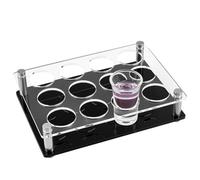 CREATCABIN 12 Shot Tray Acrylic Shot Glass Holder Clear Black Large Aperture 1.5 Inch Hole Beer Wine Glasses Serving Displays Rack Trays for Bar Party Club Family Frenzy Party 8.3x5.9x2.1 Inch