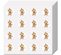 CREATCABIN 128 Pcs Monkey Stickers Animal Cartoon Animal Sticker Small Round Teacher Reward Waterproof Self-adhesive Decors Scrapbook Crafts for Dairy Laptop Water Bottle Skateboard Notebook 2.5x2.5cm