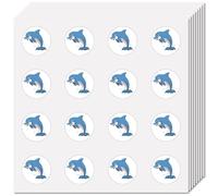 CREATCABIN 128Pcs 8 Sheets Dolphin Stickers Bulk Sea Animal Decals 0.98 inch Self-Adhesive Waterproof Round Dot Cartoon Blue Ocean Stickers for Scrapbooking Planner Water Bottles Laptop Album Journals