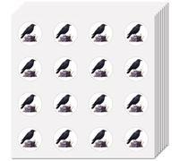CREATCABIN 128Pcs 8 Sheets Raven Stickers Small Blackbird Decal Self Adhesive Picture Waterproof Mini Round Bird Animal Decal Labels for DIY Craft Scrapbooking Calendars Phone Luggage Cup Diary 0.98in