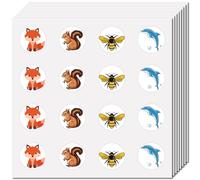CREATCABIN 128Pcs Animals Stickers Small Round Dot Decal Self-Adhesive Waterproof Planner Fox Squirrel Bee Dolphin Sticker Bulk Scrapbooking Stickers for Crafts Water Bottles Laptop Luggage 2.5x2.5cm