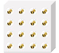 CREATCABIN 128Pcs Bee Sticker Small Cartoon Decals 0.98" Waterproof Vinyl Round Party Decoration Teacher Reward Motivational Decals Round Dot Cartoon Label for Laptop Album Mobile Phone Luggage Books